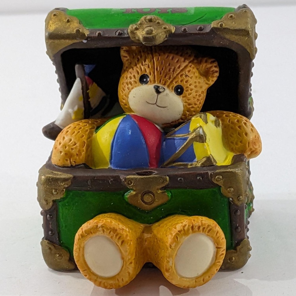 Vintage 1996 Lucy Rigg Enesco‎ Teddy Bear Toy Box Chest Hand Painted Porcelain